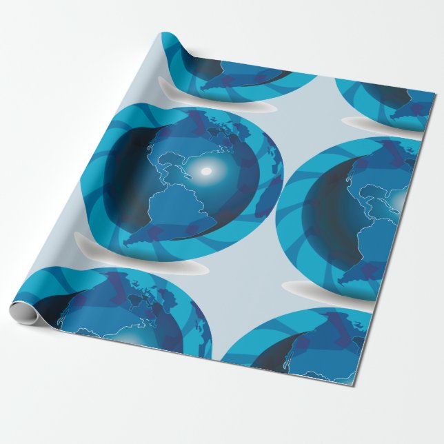 Cadeau Papier d'enveloppement Blue Globe (Déroulé)