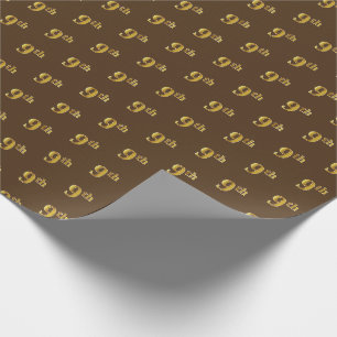 Cadeau Papier d'enveloppement Brown, Faux Gold 9th (Neuvi