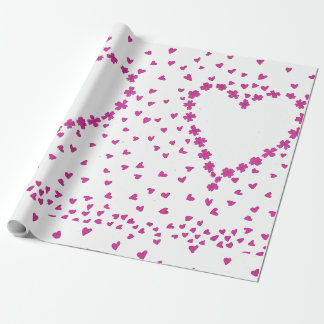 Cadeau Papier d'enveloppement cardiaque pétales