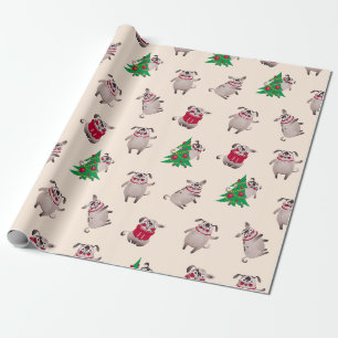 Cadeau Papier d'enveloppement Carlins de Noël