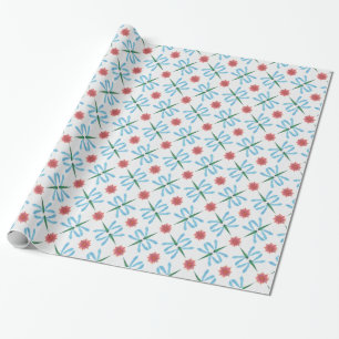 Cadeau Papier d'enveloppement chic : Lys d'eau et libellu