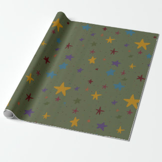 Cadeau Papier d'enveloppement couleur étoile vert