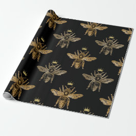Cadeau Papier d'enveloppement d'abeilles de la reine noir