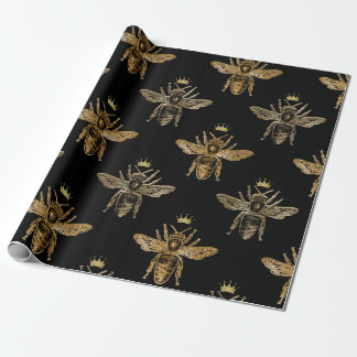 Cadeau Papier d'enveloppement d'abeilles de la reine noir