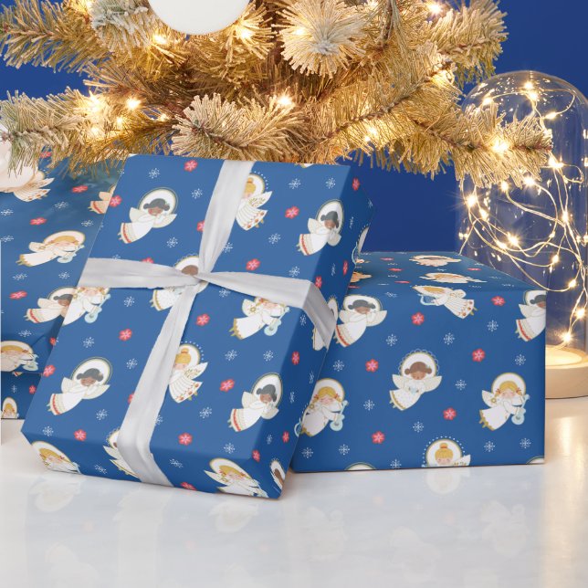 Cadeau Papier d'enveloppement d'ange de Noël rétro (Vacances)