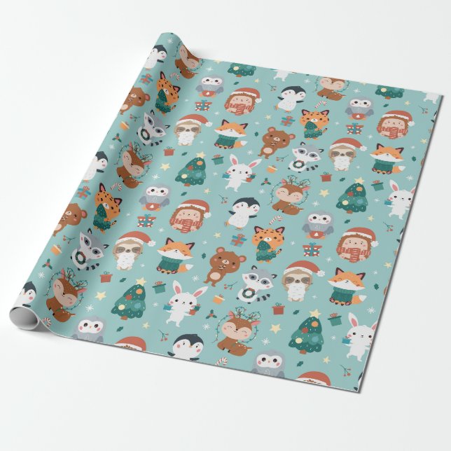 Cadeau Papier d'enveloppement d'animaux adorables (Déroulé)