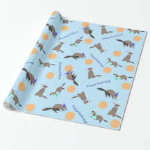 Papier d'enveloppement d'Anniversaire bleu orange