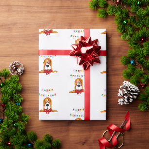 Cadeau Papier d'enveloppement d'anniversaire de Basset Ho