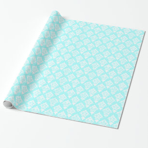 Cadeau Papier d'enveloppement d'aquamarine et de Damas bl