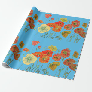Cadeau Papier d'enveloppement d'aquarelle bleu orange