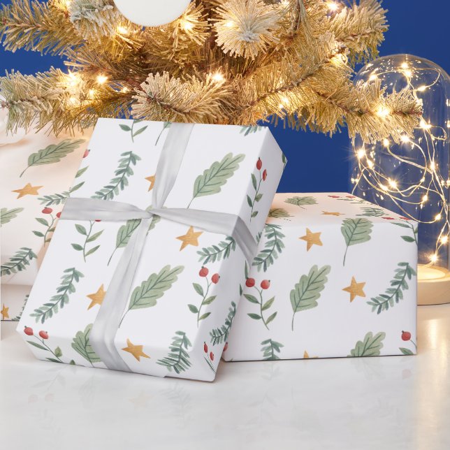 Cadeau Papier d'enveloppement d'aquarelle de Noël (Vacances)