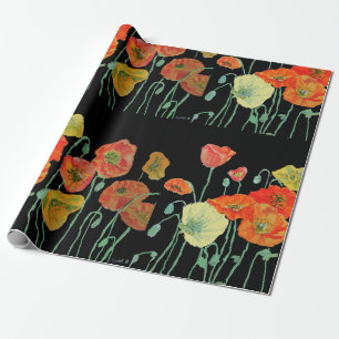 Cadeau Papier d'enveloppement d'aquarelle orange et noir