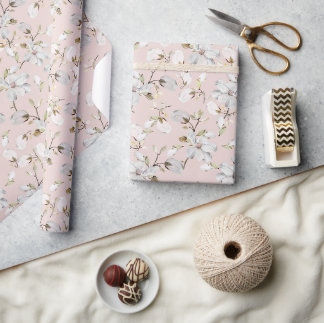 Cadeau Papier d'enveloppement d'aquarelle rose