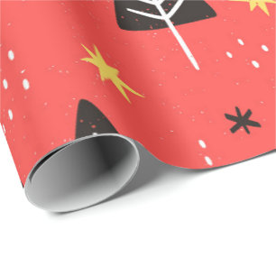 Cadeau Papier d'enveloppement d'arbre de Noël et d'étoile