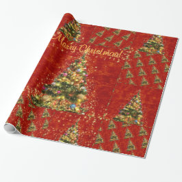 Cadeau Papier d'enveloppement d'arbre de Noël étincelant