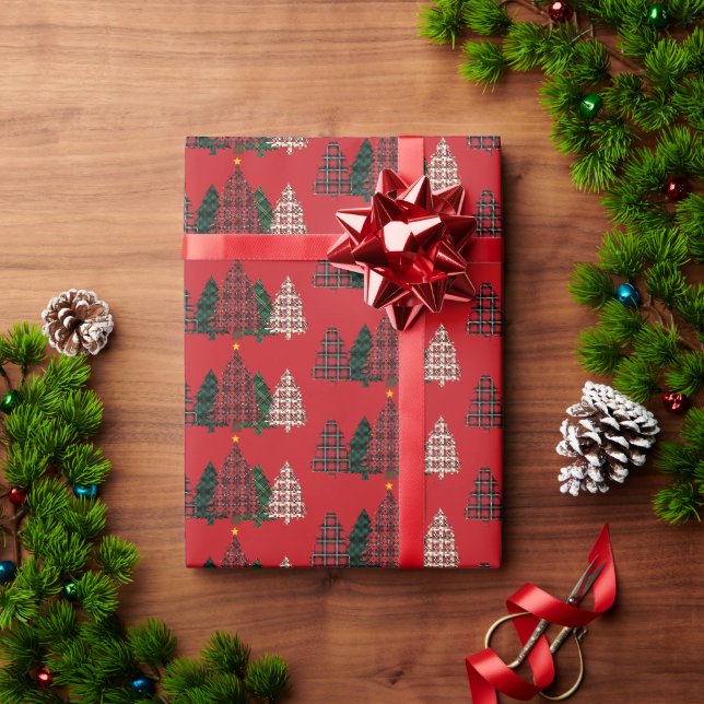 Cadeau Papier d'enveloppement d'arbre de Noël plaqué (Cadeau de vacances)