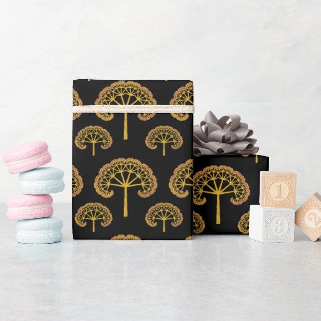 Cadeau Papier d'enveloppement d'arbres dorés (Baby Shower)