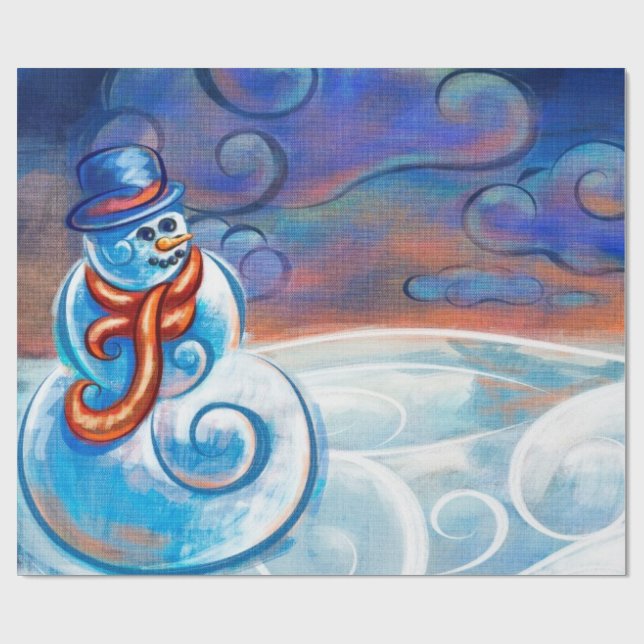 Cadeau Papier d'enveloppement d'art Frosty Blues (Plat)