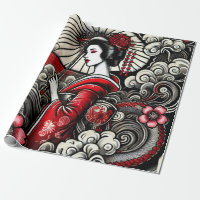 Papier d'enveloppement d'art Geisha - Enveloppemen