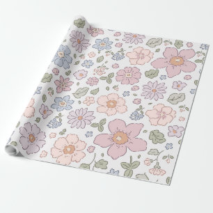 Cadeau Papier d'enveloppement de Baby shower floral Ditsy