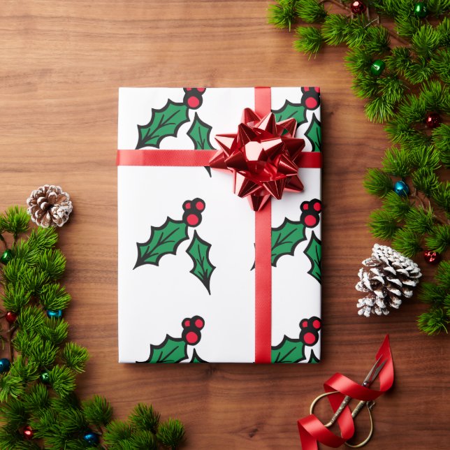 Cadeau Papier d'enveloppement de baies Holly (Cadeau de vacances)