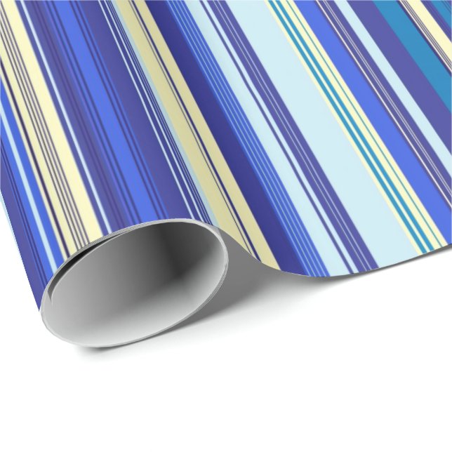 Cadeau Papier d'enveloppement de bandes bleues (Coin rond)