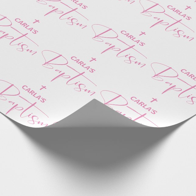 Cadeau Papier d'enveloppement de baptême rose pour fille (Coin)