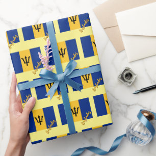 Cadeau Papier d'enveloppement de Barbade, jaune, Drapeau