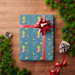 Cadeau Papier d'enveloppement de bougies magiques florale