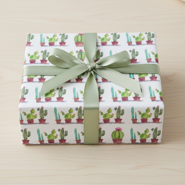 Cadeau Papier d'enveloppement de Cactus (Playful Cactus Art Wrapping Paper)