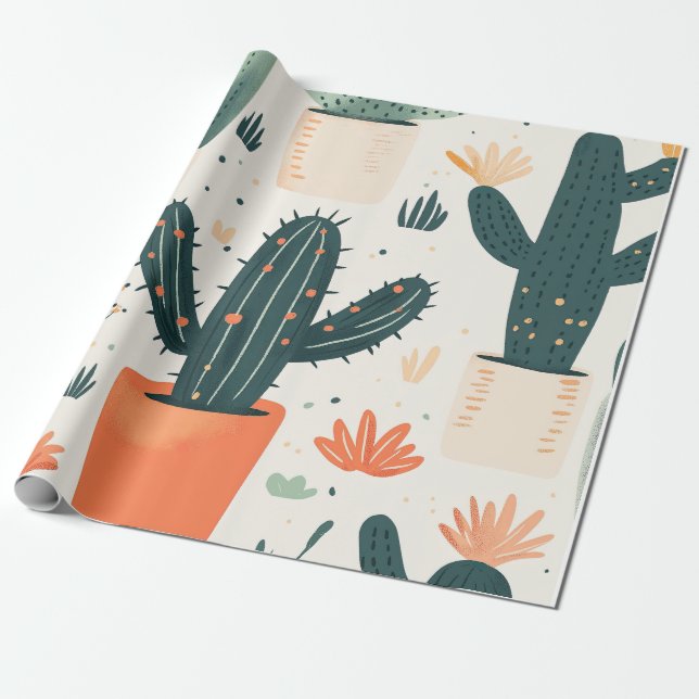 Cadeau Papier d'enveloppement de cactus pour enfants (Déroulé)