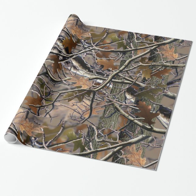Cadeau Papier d'enveloppement de Camo Arbre Réel (Déroulé)