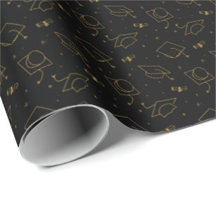 Cadeau Papier d'enveloppement de capuchon noir et or
