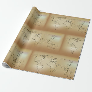 Cadeau Papier d'enveloppement de cartes de l'ancien monde