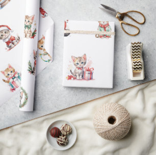 Cadeau Papier d'enveloppement de chatons de Noël adorable