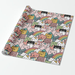 Cadeau Papier d'enveloppement de chats adorables