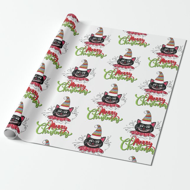 Cadeau Papier d'enveloppement de chats de Noël (Déroulé)