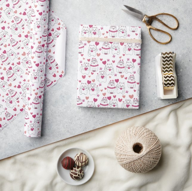 Cadeau Papier d'enveloppement de chats Heureuses Saintes- (Artisanat)