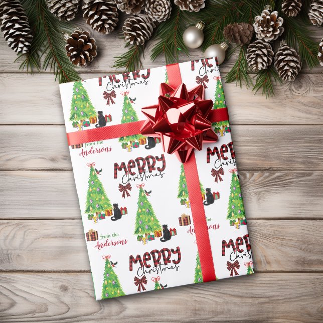 Cadeau Papier d'enveloppement de chats noirs, d'oiseaux e (Créateur téléchargé)