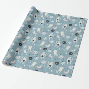 Cadeau Papier d'enveloppement de chats spatiaux