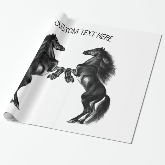 Cadeau Papier d'enveloppement de cheval - Texte et couleu (Déroulé)