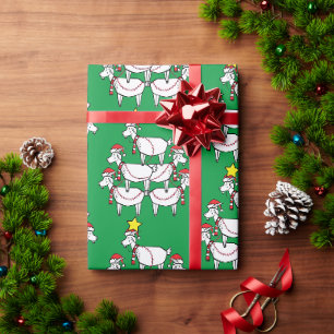 Cadeau Papier d'enveloppement de chèvres Père Noël empilé