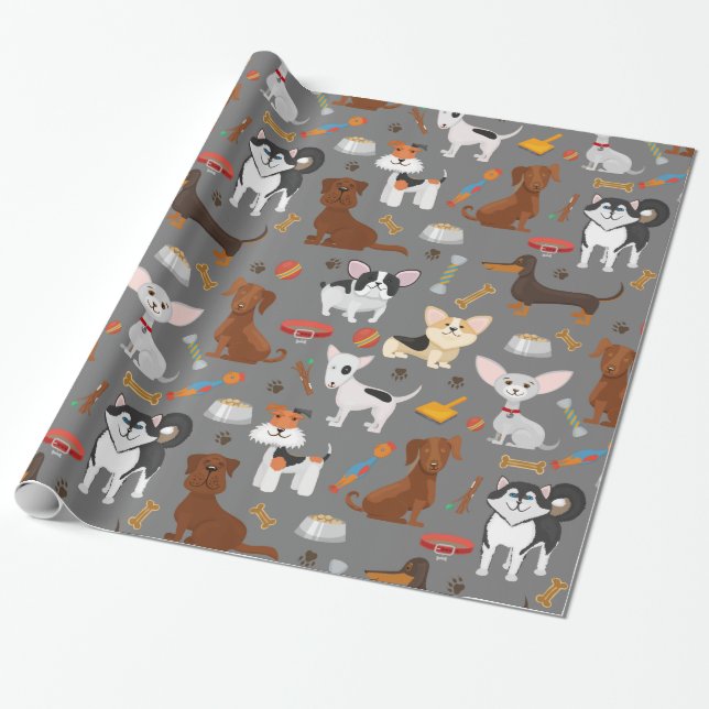Cadeau Papier d'enveloppement de chiens (Déroulé)