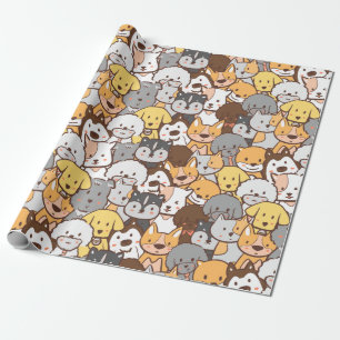 Cadeau Papier d'enveloppement de chiens mignons