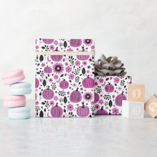 Cadeau Papier d'enveloppement de Citrouille floral d'auto