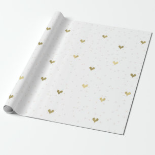 Cadeau Papier d'enveloppement de coeur à huile d'or
