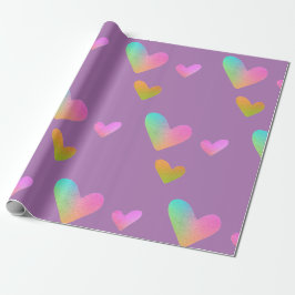 Cadeau Papier d'enveloppement de coeur arc-en-ciel
