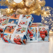 Papier d'enveloppement de collage de Père Noël Fes