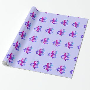 Cadeau Papier d'enveloppement de conception de fleurs Hib
