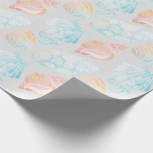 Cadeau Papier d'enveloppement de coquillages d'aquarelle